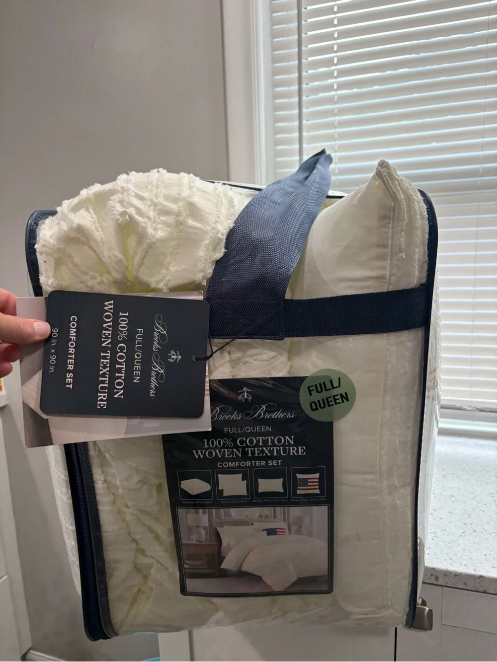 NEW Brooks Brothers Red/White/Blue 100% Cotton Woven Comforter Set- Queen/Full